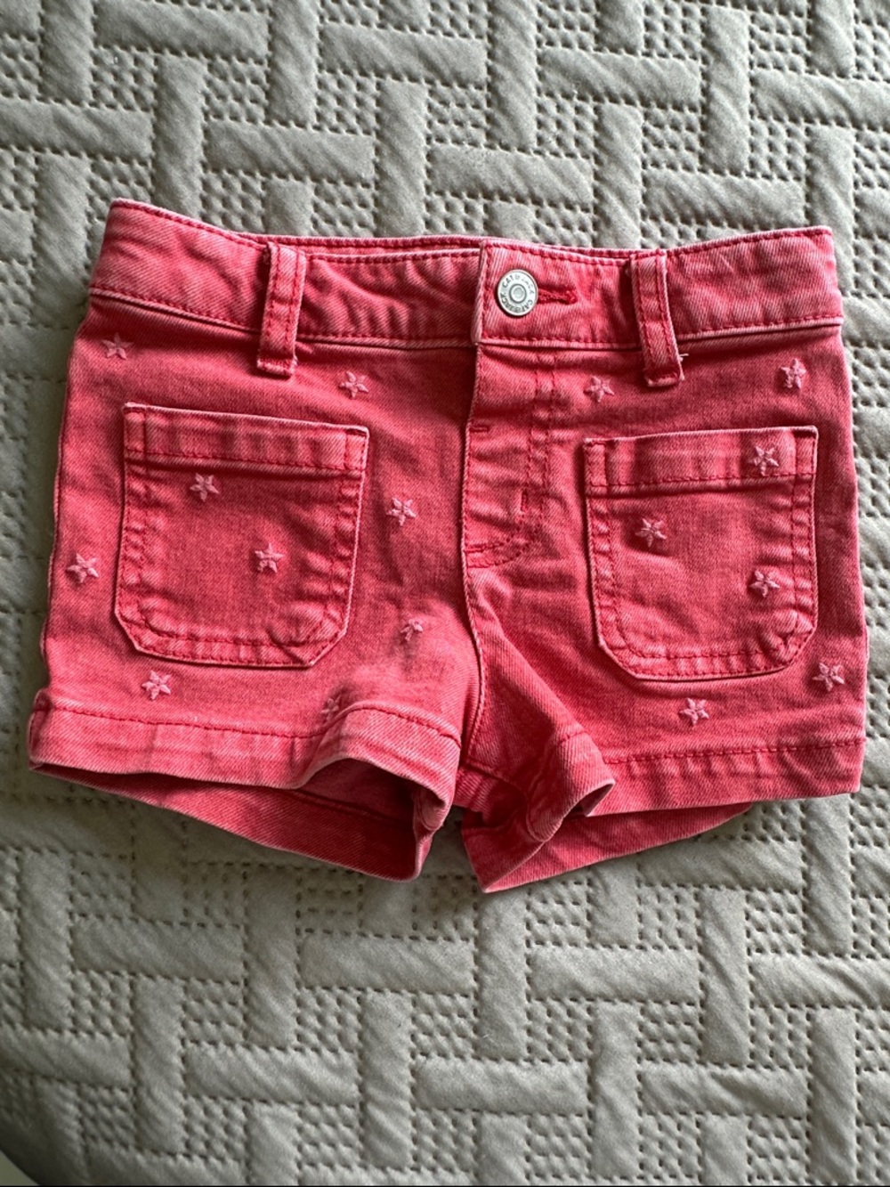 Cat & Jack Coral Pink Star Embroidered Pocket Shorts